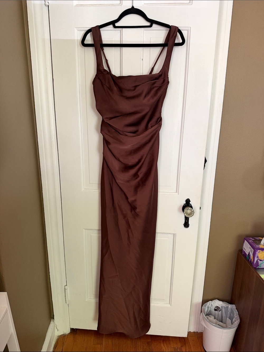Babyboo Plum Brown Calanthe Maci Dress in Satin